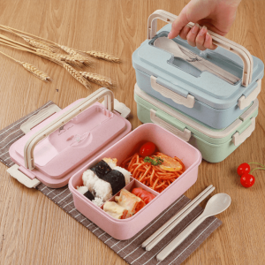 Eco-friendly Wheat straw lunch box with utensils