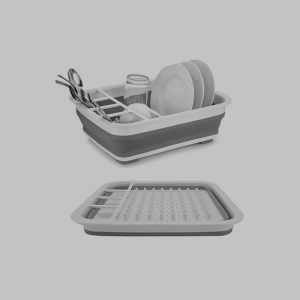 Collapsible Dish Drainer with Drainer Board Foldable Drying Rack Set  Portable Dinnerware Organizer