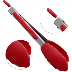 9 Premium Stainless Steel Locking Kitchen Tongs with Silicon Tips