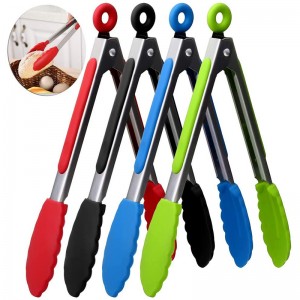 9 Premium Stainless Steel Locking Kitchen Tongs with Silicon Tips