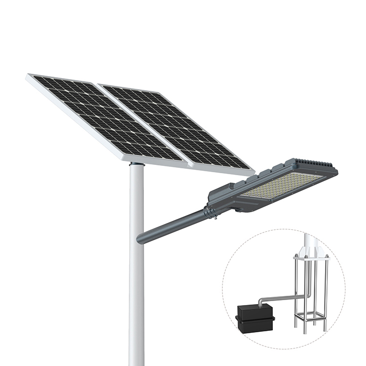 Luz de rua solar GEL com design de bateria enterrada