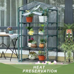 4-Tier Mini Grow House Outdoor or Backyard Easy Assembly Portable Greenhouse, Translucent
