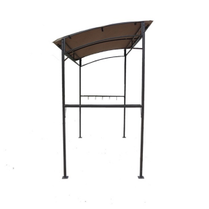 Grill Gazebo, Patio Barbecue Canopy with Serving Shelf and Storage Hooks, Curved Grill Shelter w/ Heavy-Duty Steel Frame Sunshade Awning for Outdoor Garden