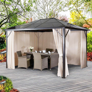 3x4x2.7m Heavy Duty Garden Supplies Pavilion Polycarbonate Top Canopy Aluminum Gazebo Outdoor