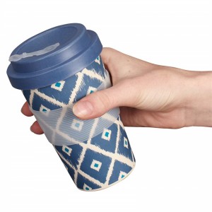 Бамбукова чаша Пътна чаша от естествени органични бамбукови влакна, с животински щампи, силиконов капак и ръкав, за деца, Бамбукова пътна чаша за пиене на шоколадово мляко или сок