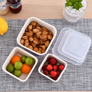 Bộ hộp đựng thức ăn bằng tre Bộ hộp cơm vuông bằng sợi tre tự nhiên có nắp nhựa- Hộp đựng chuẩn bị bữa ăn không chứa BPA có thể tái sử dụng cho trẻ em và người lớn