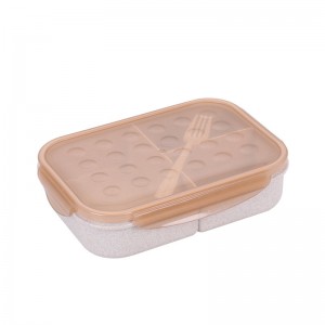 Bento Box, Bento lunsjboks for barn og voksne, lekkasjesikre lunsjbeholdere med 3 rom, lunsjboks laget av hvetefibermateriale (hvit)
