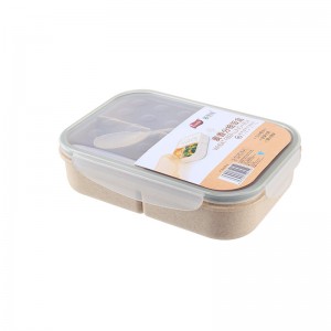 Pudełko Bento, pudełko na lunch Bento dla dzieci i dorosłych, szczelne pojemniki na lunch z 3 przegródkami, pudełko na lunch wykonane z materiału z włókna pszennego (biały)