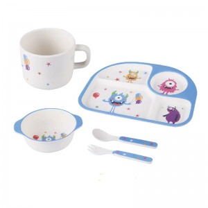 Vaisselle personnalisée RPET imprimé animal service pour enfants bol et assiette de vaisselle