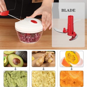 Manual Food Chopper Groente Chopper, Hand Pull Vleesmolen Blender Mixer voor Groente Fruit Noten Uien Duurzaam BPA-vrij Voedselveilig Materiaal