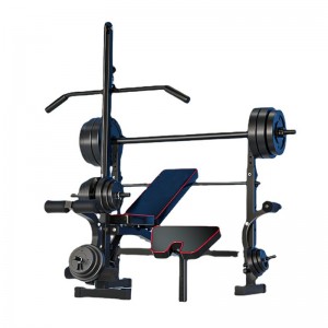 Foldable barbell squat rack multifunctional weightlifting bed