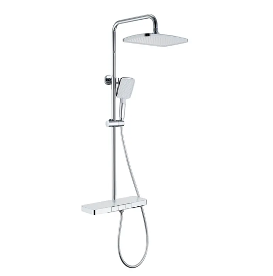 Cree un espacio de ducha funcional y atractivo con una combinación de estante y barra deslizante para ducha montada en la pared (1)