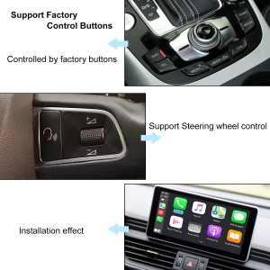 Audi wireless wired carplay interface bhokisi Android auto Airplay autolink HDMI Youtube vhidhiyo yepakutanga skrini inotsigira kumashure kamera EQ set.