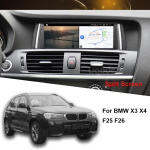 Pikeun BMW X3 F25 X4 F26 Android Screen ningkatkeun stéréo CarPlay Multimedia Player