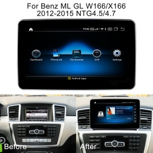 Mercedes Benz ML GL W166 X166 Android Skjár Uppfærsla Apple Carplay