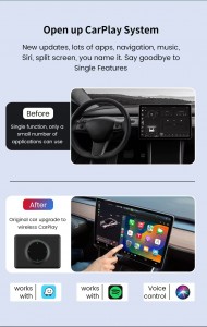 Vezeték nélküli Carplay eredeti Tesla képernyőfrissítéshez