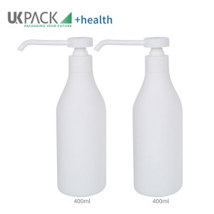 Frascos de bomba de loção HDPE de 400 ml, spray antibacteriano para mãos, fornecedor de embalagens médicas UKH13