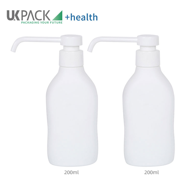 Long Mouth Lotion Pump Ovaalsed pudelid Pakend alkoholi geel-desinfitseeriva emulsiooni jaoks 200ml UKH14