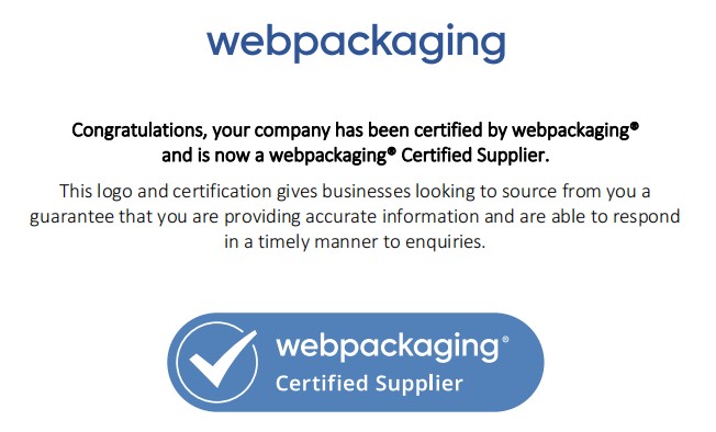 UKPACK Packaging is awarded Certified Supplier by Webpackaging