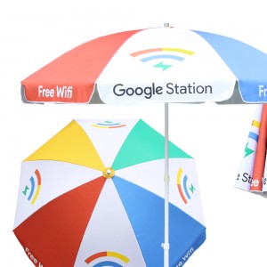 High Quality Advertising Custom printed Anti-UV Sab nraum zoov Sun Beach Umbrella chaw tsim tshuaj paus Tuam Tshoj