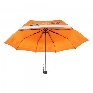 Промотивна евтина цена Прирачник за печатење на логото од 21 инчи, отворен 3 пати прилагоден производител на чадори во Кина