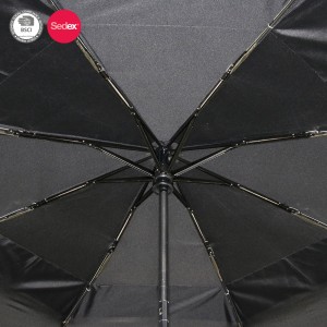 Персонализиран подарък за промоция Висококачествен BSCI рекламен сгъваем чадър с автоматично отваряне и затваряне с печат на лого