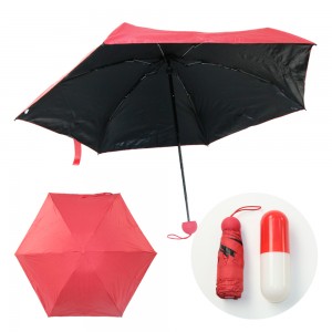 Reklaminės dovanos Spalvingos moteriškos nešiojamos kelioninės 5 sulankstomos mini kapsulės skėtis