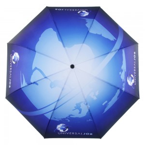 Промоција Прилагодено лого испечатено двослоен чадор за рикверц со превртен автомобил со рачка во облик на C