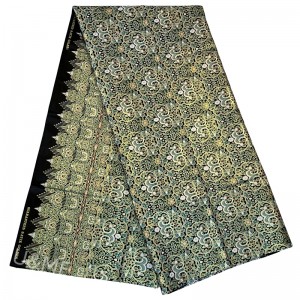 ქარხნული გასასვლელები ოქროს ჰალსტუხი-შეღებილი პოლიესტერის საბაჟო ნაქსოვი ნაბეჭდი ქსოვილისთვის U&ME RSZR014 ქალთა კაბისთვის