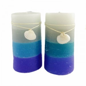Creative marine style pillar candle with shell decoration