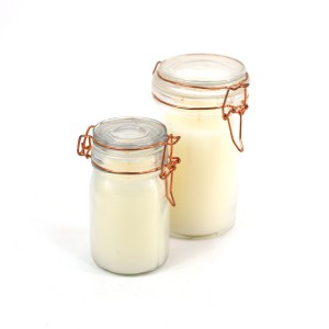 Glass Jar with Metal Sealed Hinged Lid Candle Set