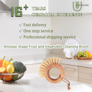 Cute Design Circle Handle Kitchen Brush Eco Friendly Bamboo Handle Fruit & Vegetable Cleaning Brushes