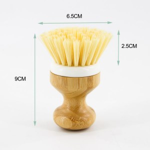Cute Design Round Cleaning Pot Brush All Purpose Bamboo Handle Fruit Vegetables Cleaning Brushes