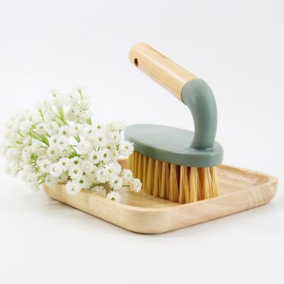 Ergonomic Design Iron Shape Bathtub Brush All Purpose carpet Cleaning Durable Bamboo Handel Bathroom Sinks Brush