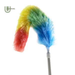 ຈີນເສດຖະກິດທີ່ມີຄຸນນະພາບສູງ Rainbow ສີພາດສະຕິກ Feather Extendable Duster