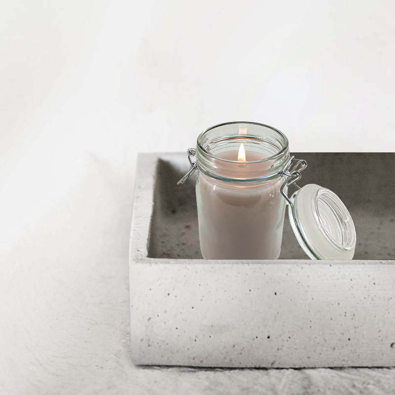 Square Shaped Glass Sealed Jar Candle