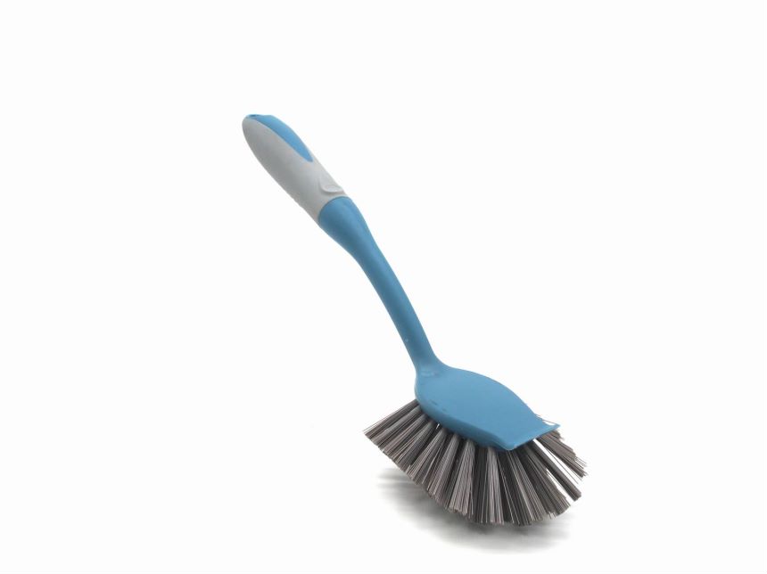 Long Handle Scalloped Dish Brush with scraper edge