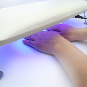 ორი ხელის ფრჩხილის საშრობი ბალიშით UV ფრჩხილის ნათურა ფრჩხილის მკლავის საყრდენით