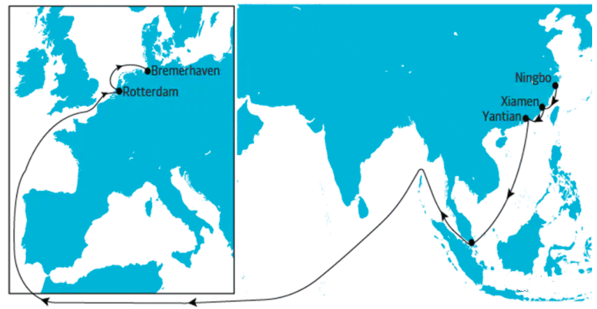 ZIM, मैट्सन की 3 यात्रा रोक दी जाएगी!2एम एलायंस - एशिया - यूरोप मार्ग पर केवल एक जहाज परिचालन में है!