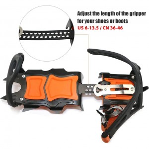 12 Ezé Ice Crampons Winter Snow Boot akpụkpọ ụkwụ Ice Gripper Anti-Skid Ice Spikes Cleats Snow Traction