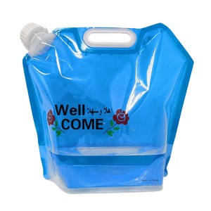 既製在庫再利用可能な折りたたみ式 5 リットル飲料水バッグ (注ぎ口付き)