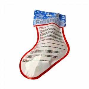 Yakagadzirirwa Wholesale Kisimusi Sock Candy Bag Santa Xmas Plastic Candy Gift Bag