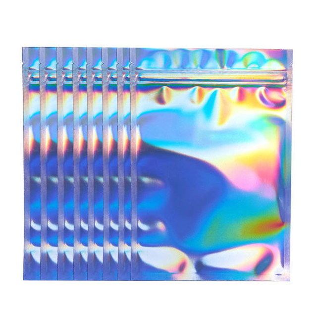 Transparent Front Glitter Mylar Laser Film Cosmetic Holographic Bag Featured ຮູບພາບ