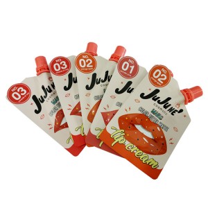 Okushicilelweyo Ngokwesiqhelo ILogo Lipgloss Lip Gloss Plastic Packaging Spout Pouch