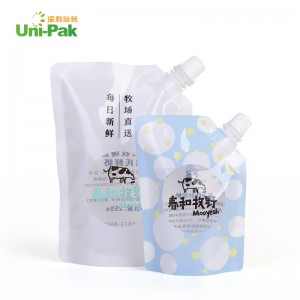 Custom nga Logo Plastic Packaging Bag 100ML ~ 250ML Liquid Spout Pouch para sa gatas o ilimnon