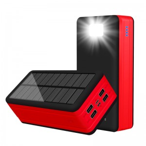 Zonne-energiebank 50000mah, draagbare zonne-telefoonoplader met zaklamp, 4 uitgangspoorten, 2 ingangspoorten, zonnebatterijbank compatibel met iphone, tablet, voor kamperen, wandelen, uitstapjes
