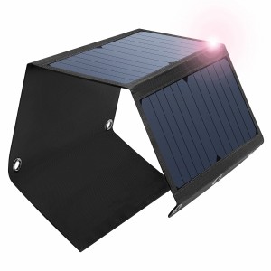 21W/28W Solar Charger(5V/3A Max) USB Port 2ක්, IPX4 ජලයට ඔරොත්තු නොදෙන අතේ ගෙන යා හැකි සහ Foldable Hiking Camping Gear SunPower USB Solar Panel iPhone, Macbook, iPad, Samsung Galaxy, සහ බලාගාරය සමඟ අනුකූල වේ.