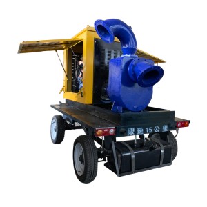 Movable Portable 85hp diesel engine water pump set nga adunay tralier ug weather canopy Self-Priming pump Centrifugal Pump