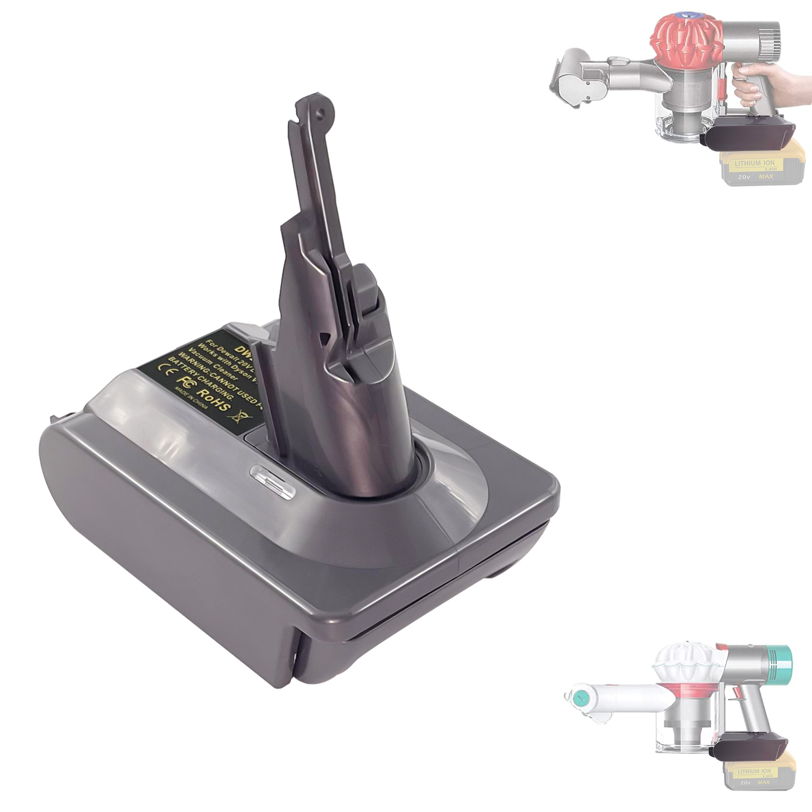 Adaptor Batré Dewalt 20V pikeun Dyson V7/V8 Vacuum Cleaner/Sweeper
