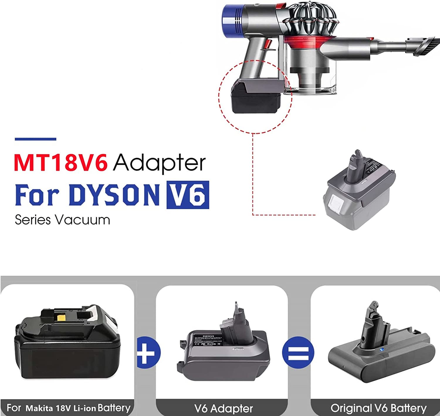 Dyson V6 մարտկոցի ադապտեր Makita 18V լիթիումի մարտկոցի համար փոխարկվել է Dyson V6 մարտկոցի